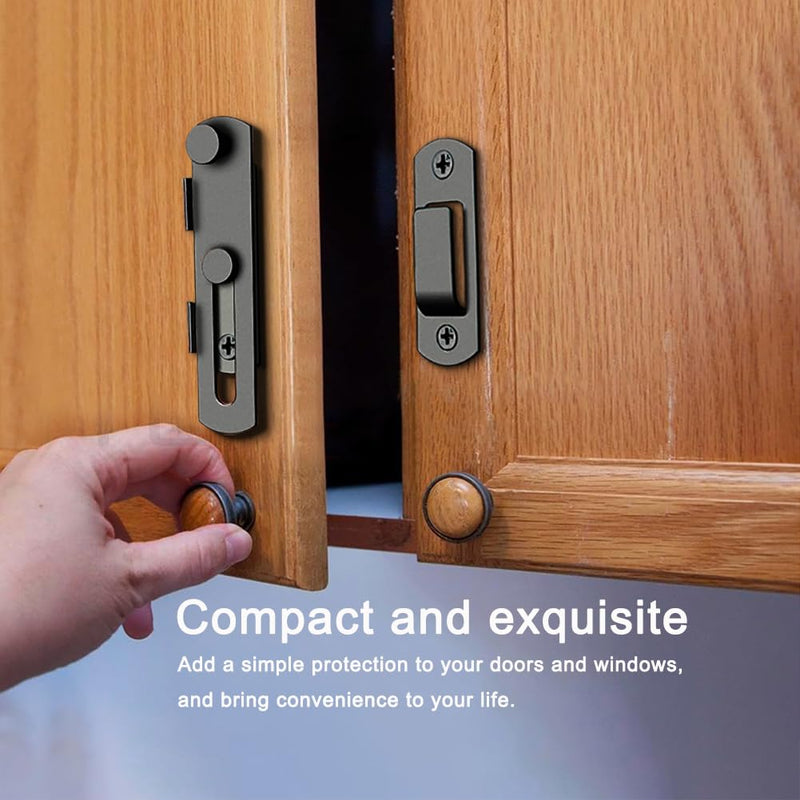 2PCS Barn Door Lock, 180 Degree Flip Sliding Barn Door Latches, Gate Latch for Barn Door, Sliding Door, Pet Door, Garage, Bathroom, Window, Outdoor(Black) - NewNest Australia
