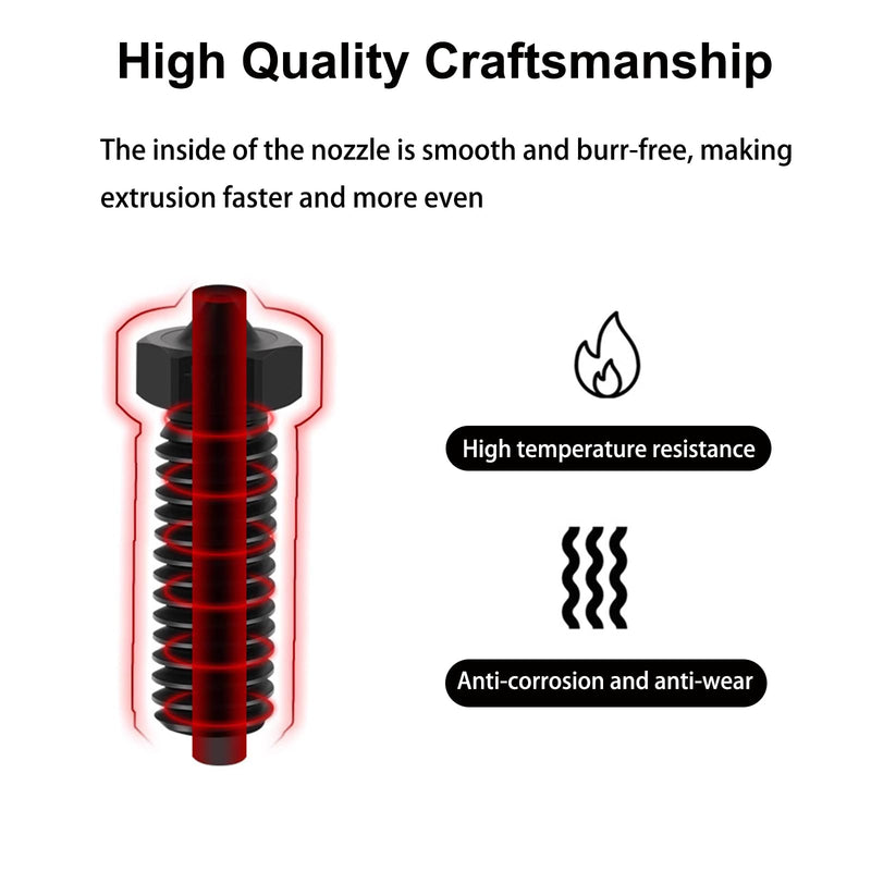 10PCS Mixed Sizes Hardened Steel Nozzles for R QIDI Q1 Pro/X-Max 3 / Q1 Pro/X-Plus 3 / X-Smart 3 3D Printer, 2PCS 0.2/0.4/0.6/0.8/1.0mm Extruder Hotends Nozzles for R QIDI 3D Printer Parts 10PCS Hardened Steel Nozzle