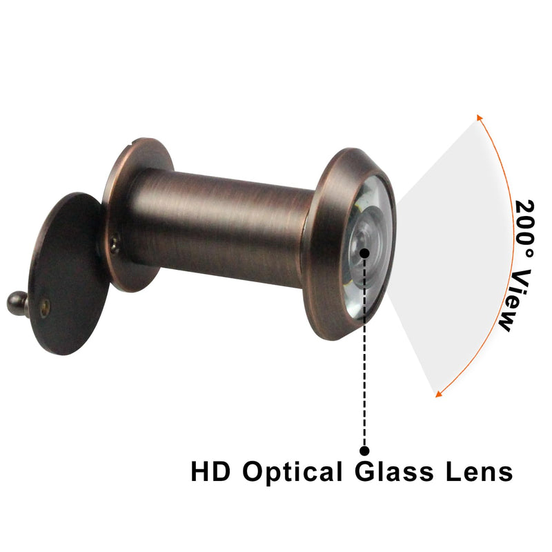 Earl Diamond - Peep Holes for Door, Solid Brass 200-Degree Door Viewer Peephole with Heavy Duty Rotating Privacy Cover for 1-3/8" to 2-1/6" Doors for Home Office Hotel, Oil Rubbed Bronze Brushed Oil Rubbed Bronze