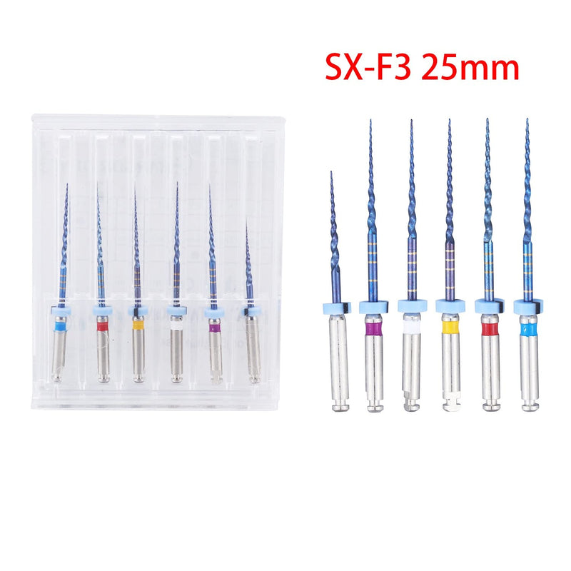 6Pcs S1-F3 Endodontics Files Heat Acticated NiTi Engine Use Super Rotary File 21mm/25mm Endo File (21mm)