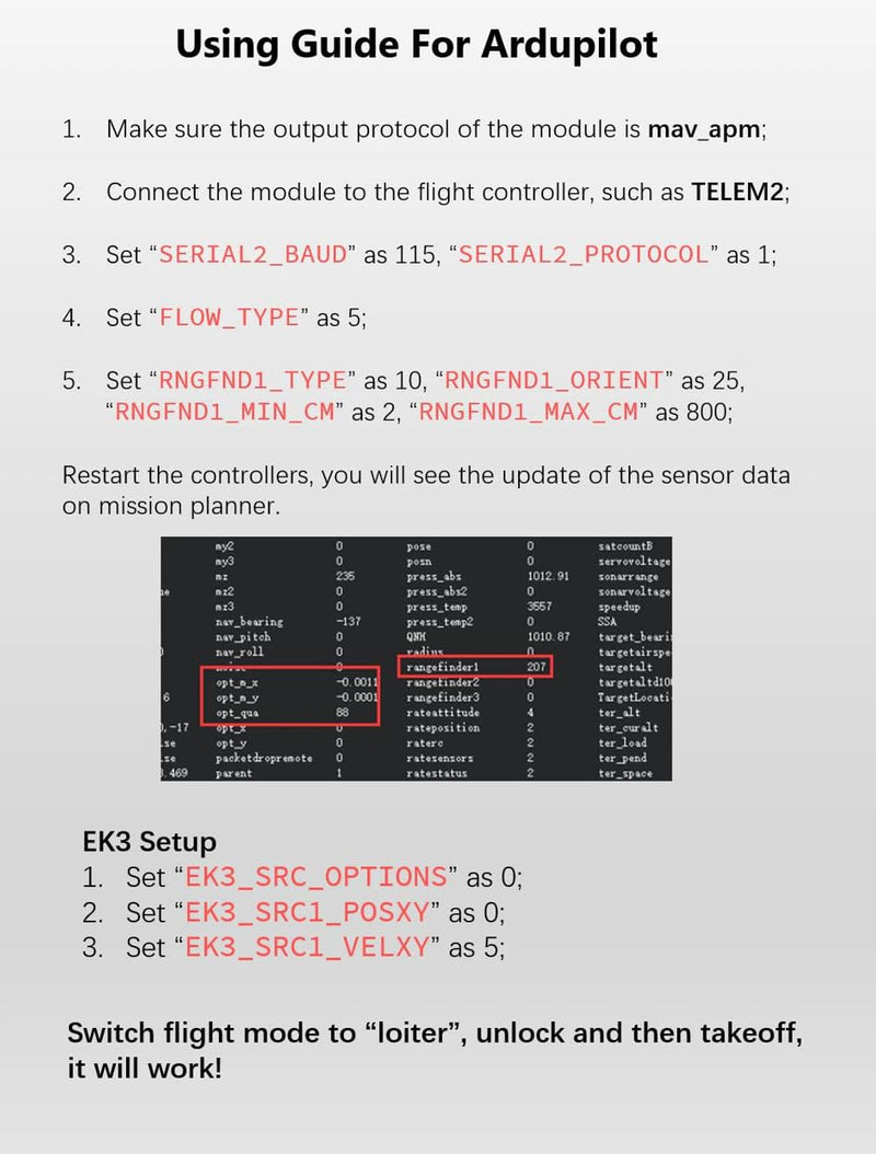 MicoAir OPTICAL FLOW & LIDAR SENSOR MTF-01 Compatible with Ardupilot/PX4/INAV (INAV)