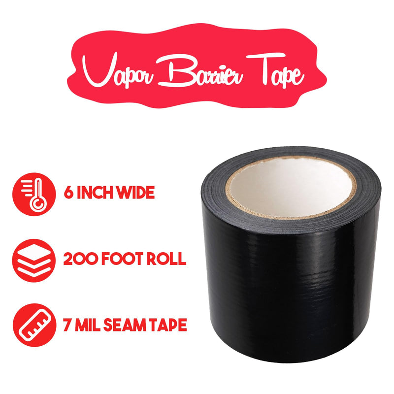Vapor Barrier Tape, Insulation Tape, Seam Tape Crawl Space Tape, 6'' X200FT 6" x 200'