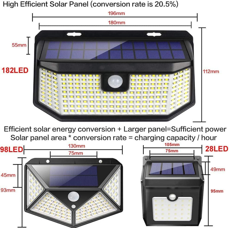 Aootek Solar Lights Outdoor 182 LEDs 2500Lm Solar Motion Sensor Lights IP65 Waterpro of with Wide Anglefor Patio Garden Garage Yard Front Door(2pack) 2 Pack