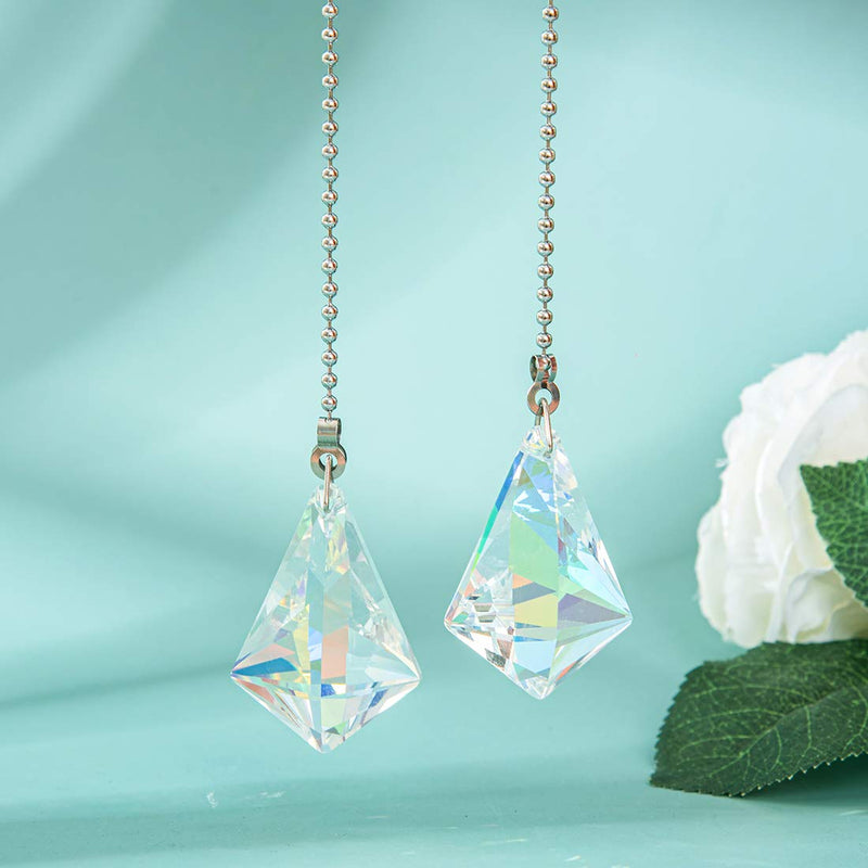 2 PCS Crystal AB Coating Ceiling Fan Pull Chain Extender Prisms Drop Gifts Ab Coating #3
