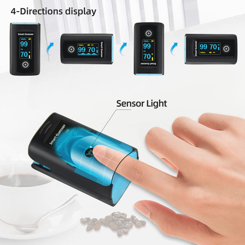 Pulse Oximeter Fingertip, Oxygen Meter Finger Pulse Oximeter with OLED Screen, AAA Batteries and Protective bag Included, Blue