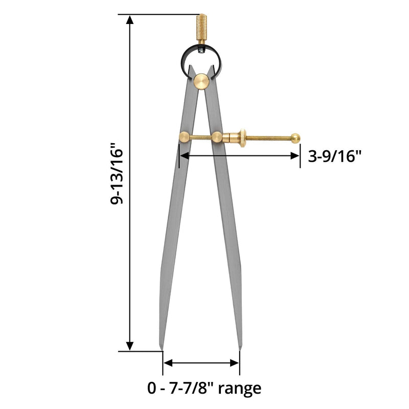 QWORK Precision Spring Dividers Calipers, 7-7/8 Inch Flat Leg Divider for Geometry, Drawing, Drafting style 1