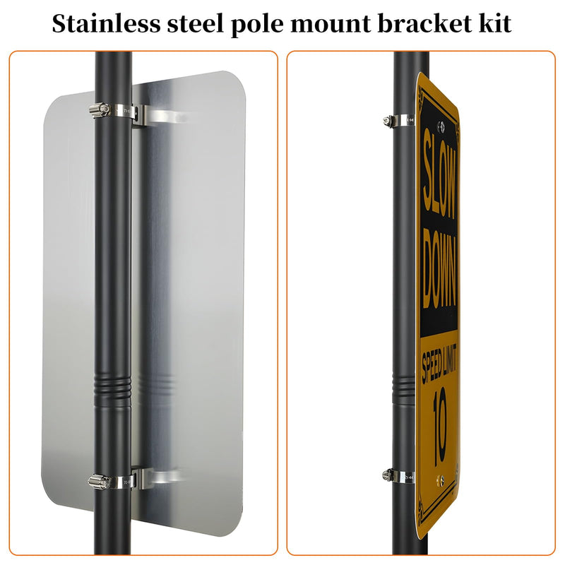 8Pcs Stainless Steel Sign Mounting Brackets for Poles (1.4"-2.3" Diameter), Adjustable Pole Ring Clamps for Street Signs Diameter-1.4-2.3in 8