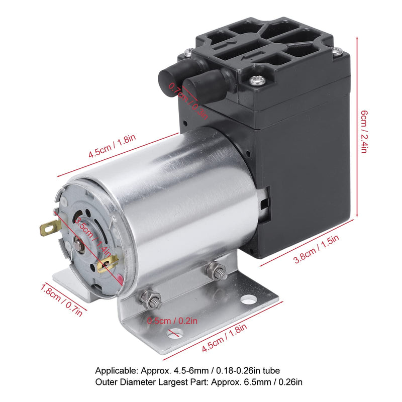DC 12V Mini Vacuum Pump - 6W Micro Diaphragm Pump Air Compressor, Aluminum Negative Pressure Air Suction Pump for Gas Analysis Sampling Instrument