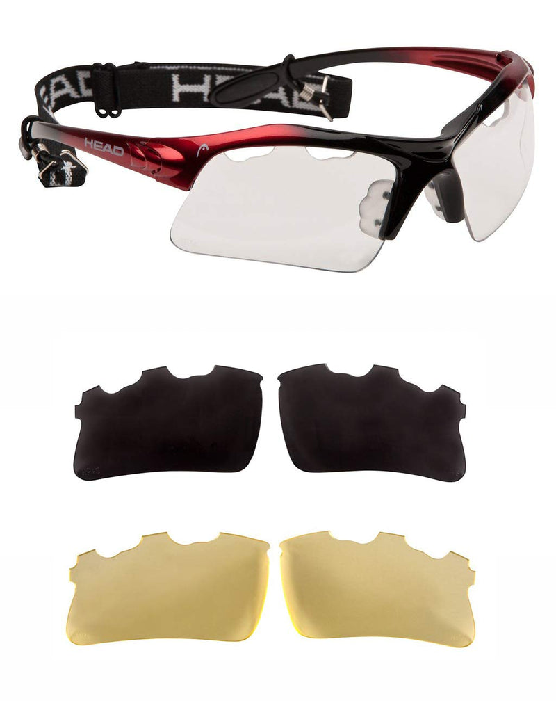 HEAD Racquetball Goggles - Raptor Anti Fog & Scratch Resistant Protective Eyewear w/UV Protection Clear/Red