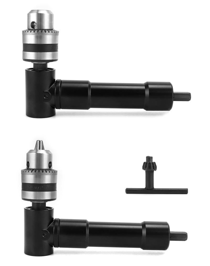 QWORK 90 Degree Right Angle Drill Attachment Adapter with 8mm Hex Compatibility for Power and Hand Drills