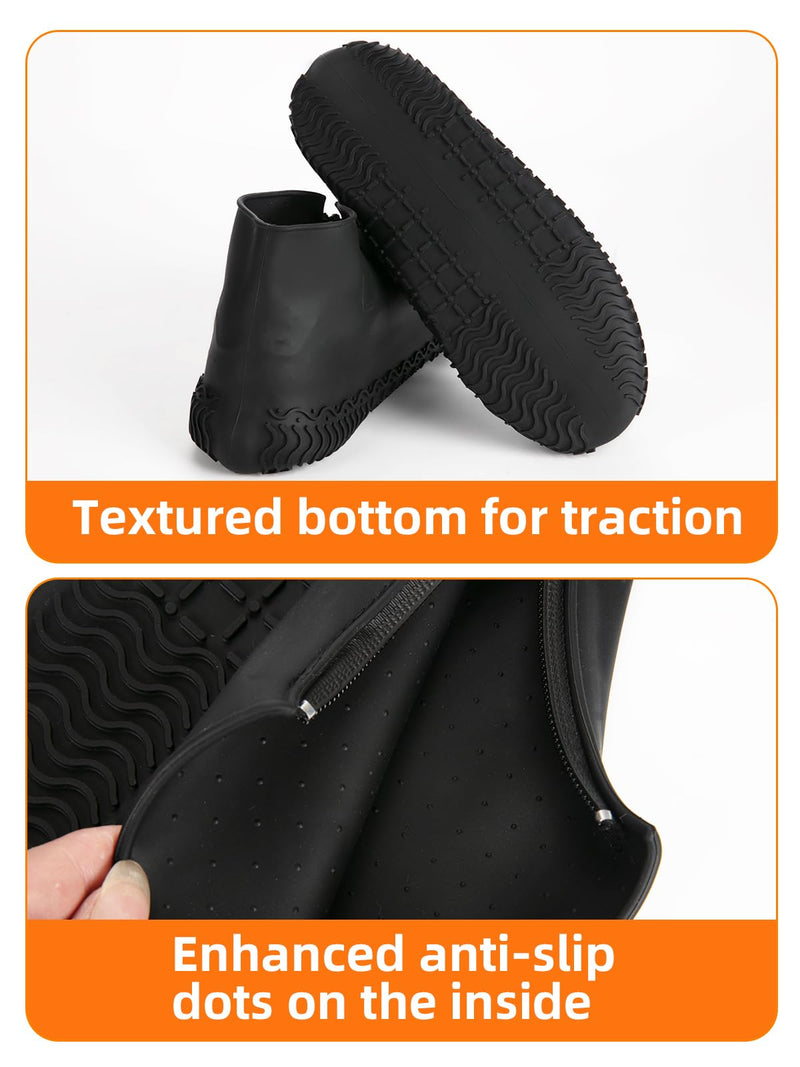 HTHOY&GOWY Shoe Covers Waterproof Silicone Rain Overshoes for Kids Men and Women L (Women 7.5-11, Men 6.5-10.5) Black