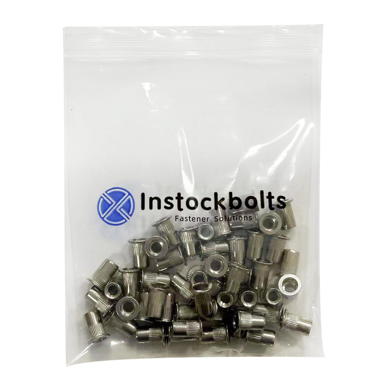 M5 Stainless Rivet Nuts, 304 Stainless Steel Threaded Insert Nut Nutsert Rivnuts, 100Pcs M5 Silver