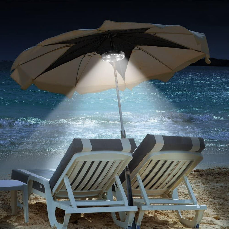 LATME Patio Umbrella Light 3 Brightness Modes Cordless-4 x AA Battery Operated,Umbrella Pole Light Camping Tents or Indoor Use 28led-Black