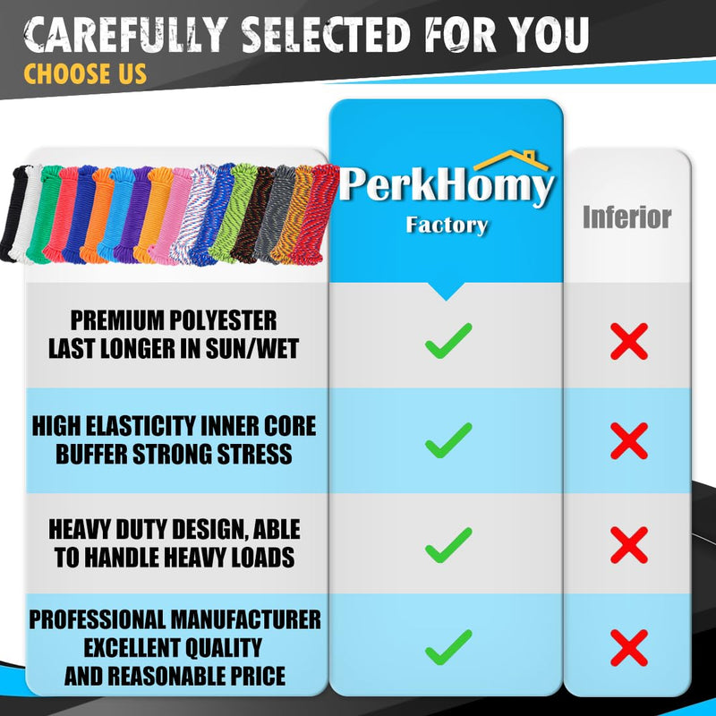 PerkHomy 90 ft 1/4 inch (7mm) Nylon Poly Rope Flag Pole Polypropylene Clothes Line Camping Utility Good for Tie Pull Swing Climb Knot (White) White 1/4" x 90'