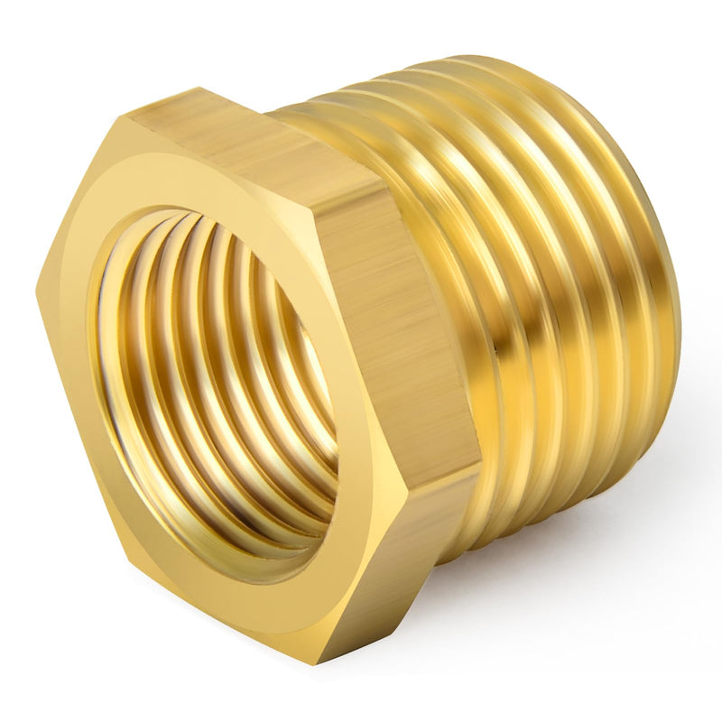 TAISHER 2PCS Brass Reducer Hex Bushing Threaded Pipe Fitting 1/4" NPT Male x 1/8" NPT Female Adapter 1/4" MNPT x 1/8" FNPT 2 - NewNest Australia