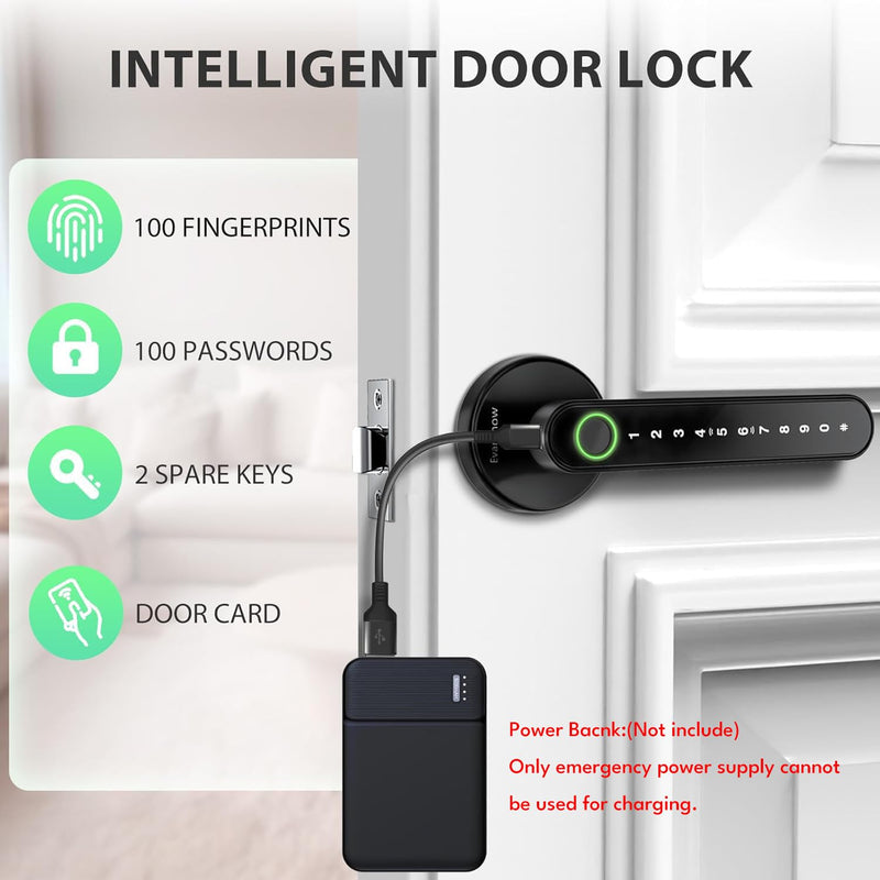 Fingerprint Door Lock Biometric Door Knob with Keypad Keyless Entry, Door Locks for Bedrooms, Home Hotel Office Apartment None APP