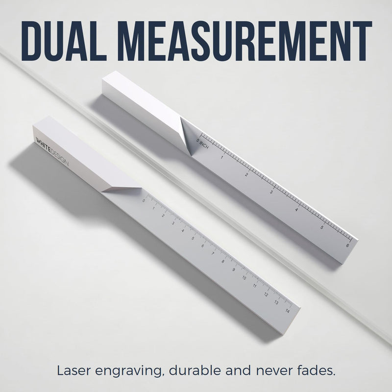 Gift Boxed Modern Minimalist Metal Ruler, High-end Desk Sculpture with Geometric Profile, Precision Measuring & Paperweight Tool, Elegant Gift for Architects, Designers & Creatives