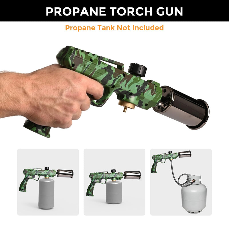 Propane Torch Gun 3272°F/1800℃ Adjustable Flame (Tank Not Included) | Lightweight Safe Handheld Torch for Cooking, Camping, DIY Repairs & Outdoor Use, Propane Tank Not Included
