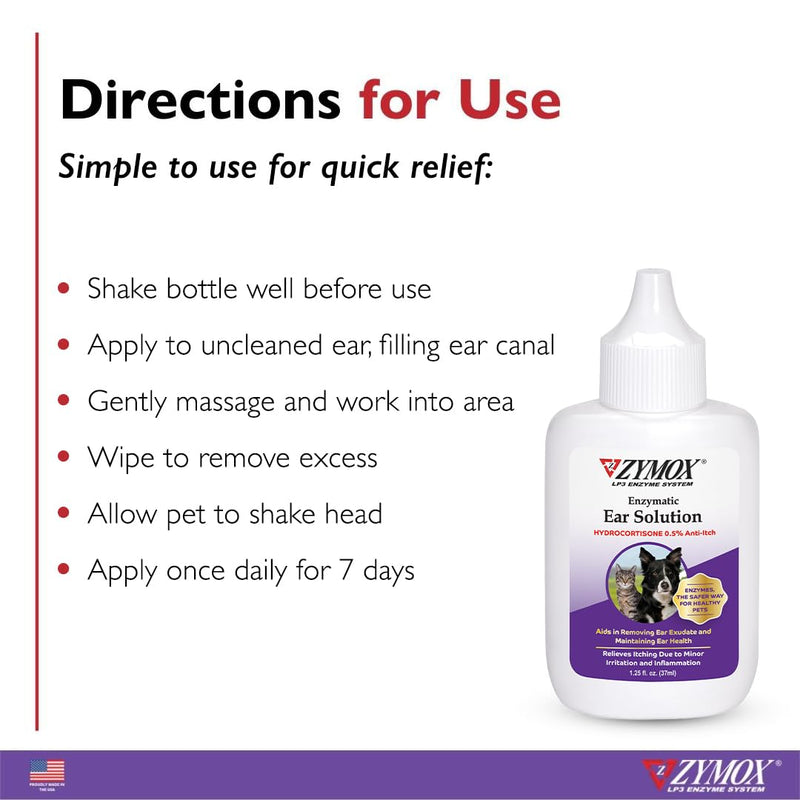 Zymox Enzymatic Ear Solution for Dogs and Cats, Ear Wipes, & Ear Cleanser - Product Bundle - for Dirty, Waxy, Smelly Ears and to Soothe Ear Infections