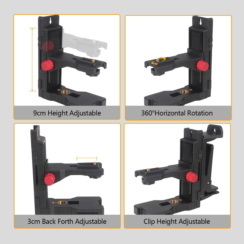 L-Shape Magnetic Bracket Laser Level Adapter, 1/4"-20 Male Threaded Adjustable Magnetic Pivoting Base, 360° Adjustable Support Multifunctional L Bar Bracket for Wall & Ceiling Mount