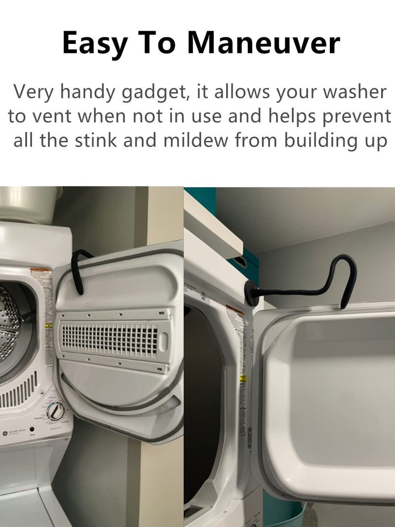 Front Load Washer Door Prop, Magnetic Washing Machine Door Holder, Keep Washer Door Open, Flexible Prop Fits Most Washing Machines Black