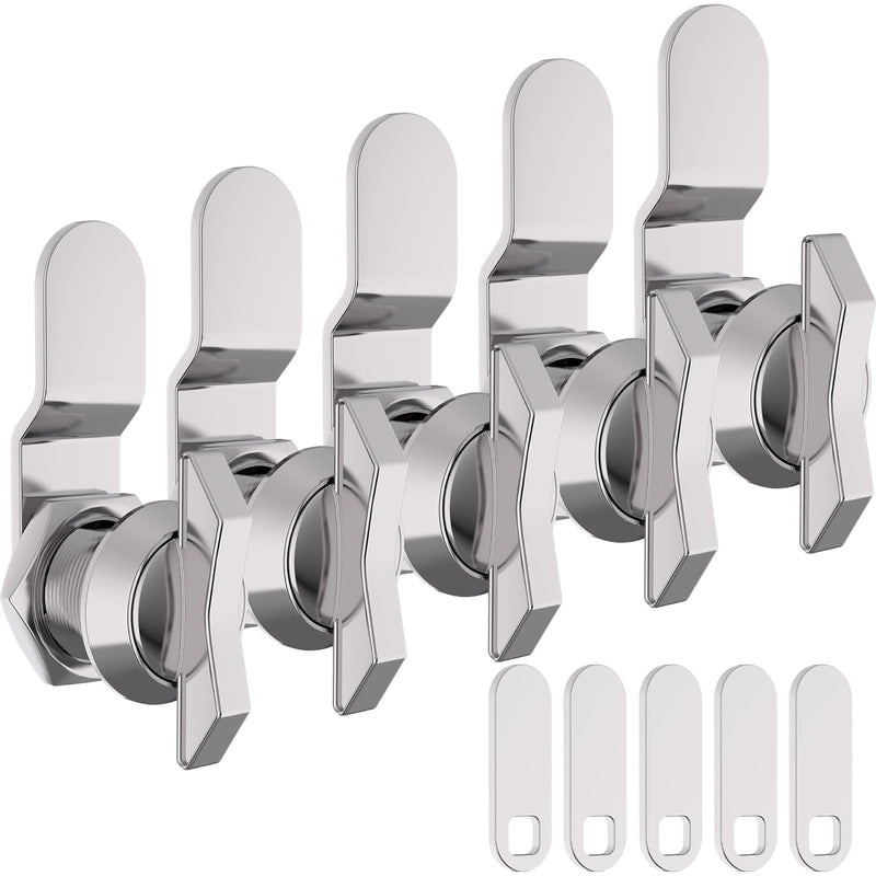 5/8 Inch Thumb Operated Offset Cam Lock, 5Pcs Keyless Compartment Lock for RV, Cabinet Mailbox Drawer Lock Latch, 100% Metal Replacement Lock Cylinder for Storage Door, Camper, Vehicles