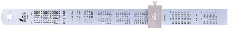 Shinwa 76752 300mm Metric Steel Rule with Ruler Stop