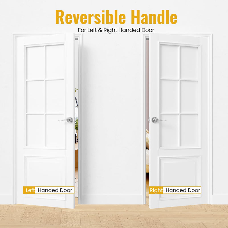 HOSOM 2-Pack Entry Door Lever Handles with Lock & Key, Wave Style Lever Handles, Satin Nickel Finish for Modern Entrance Doors 2 Pack