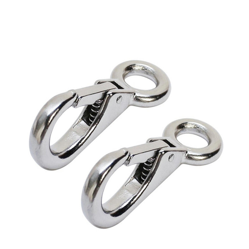 2/4Pcs Heavy Duty Stainless Steel 316 Spring Snap Hook Fixed Eye Clip Carabiner Marine Clip Dock Hardware Accessories 0# 4Pack