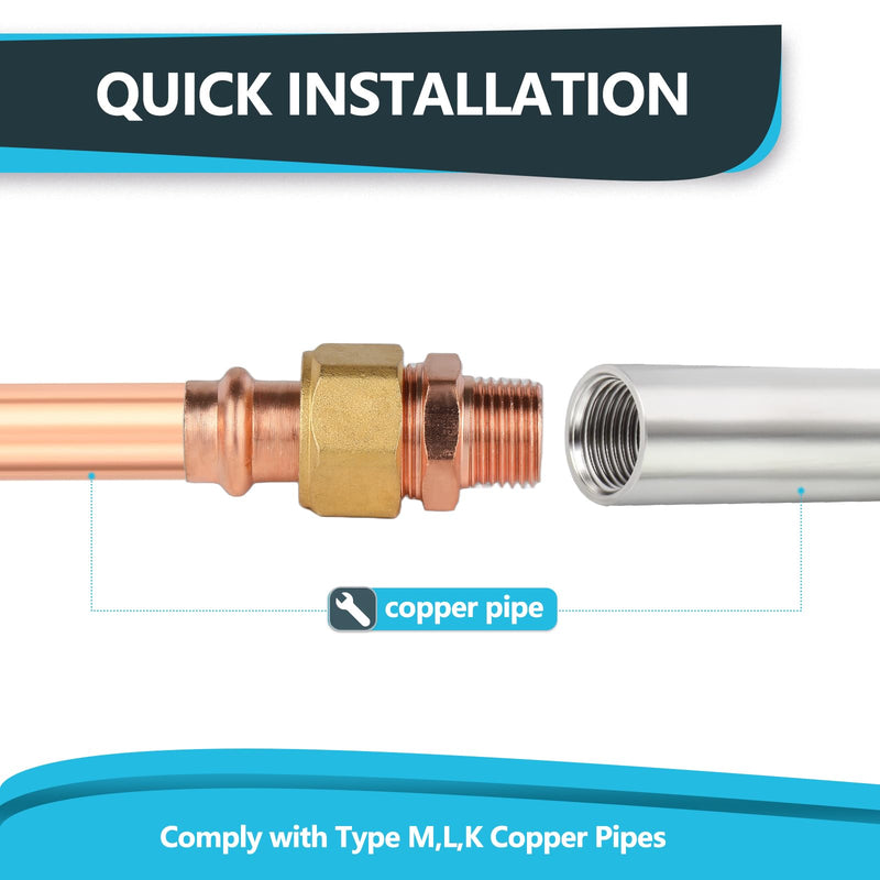 1Pack Seelink 1" Copper Press x 1" MPT Male Adapter Union(PRESS073-1) 1"P x 1"MPT