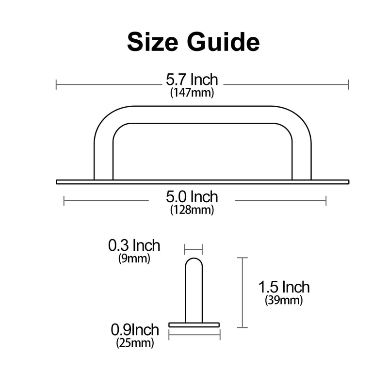 Alzassbg 6 Pack Matt Black Cabinet Pulls, 5 Inch(128mm) Hole Centers Cabinet Handles with Base Plate Kitchen Hardware for Cabinets and Drawers AL3048MB Thin