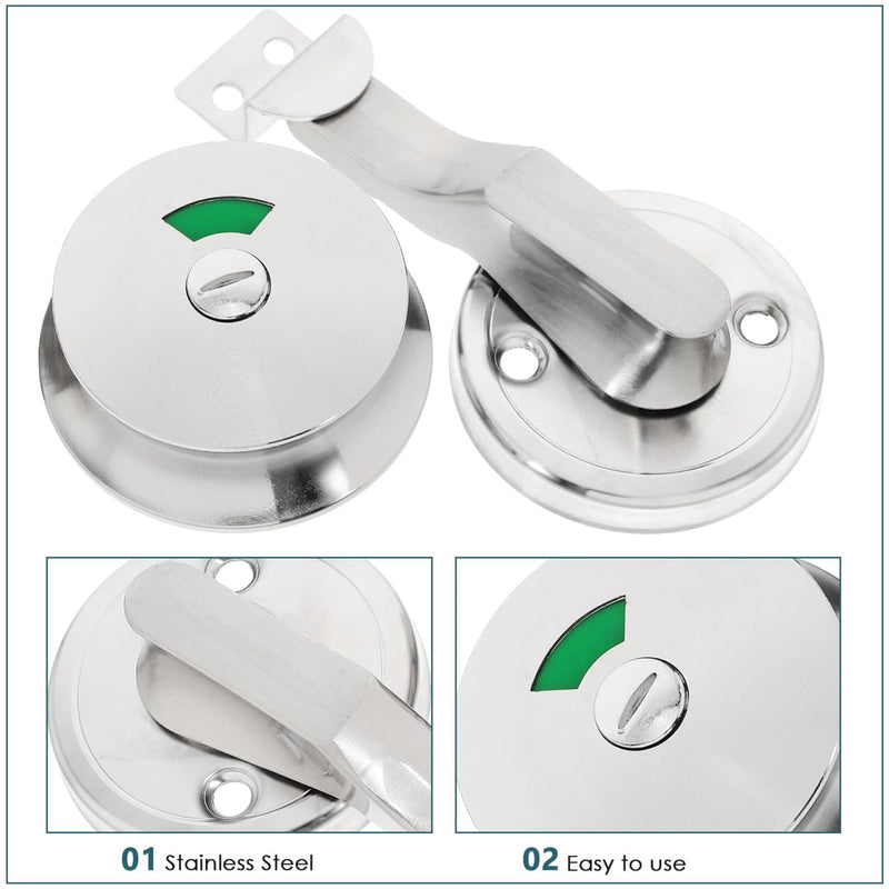 Hemobllo Bathroom Indicator Lock Stainless Steel Privacy Handle with Vacant Occupied Display Easy Install Door Latch for Public Toilet Partitions and Restrooms