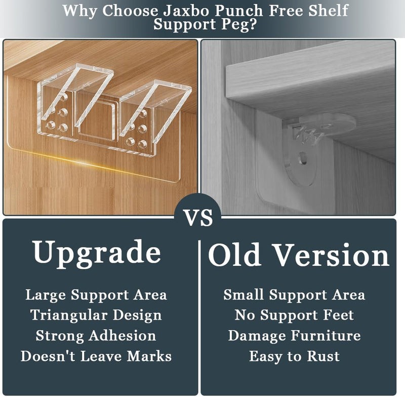 12 Pcs Punch Free Shelf Support Peg，Self Adhesive Support Shelf Bracket，Strong Load Bearing for Shelves Kitchen Cabinet Book Closet
