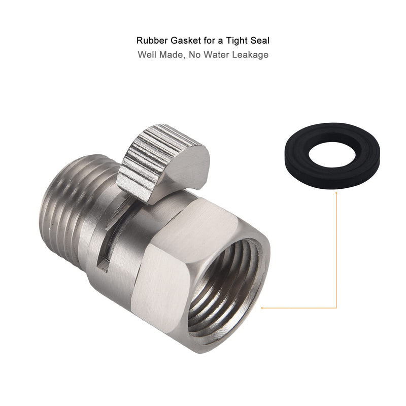 Brushed Nickel Water Flow Control Valve, G 1/2" Shower Head Flow Control Brass Shut Off Valve for Handheld, Water Pressure Regulator Replacement for Shower System Brushed Nickel