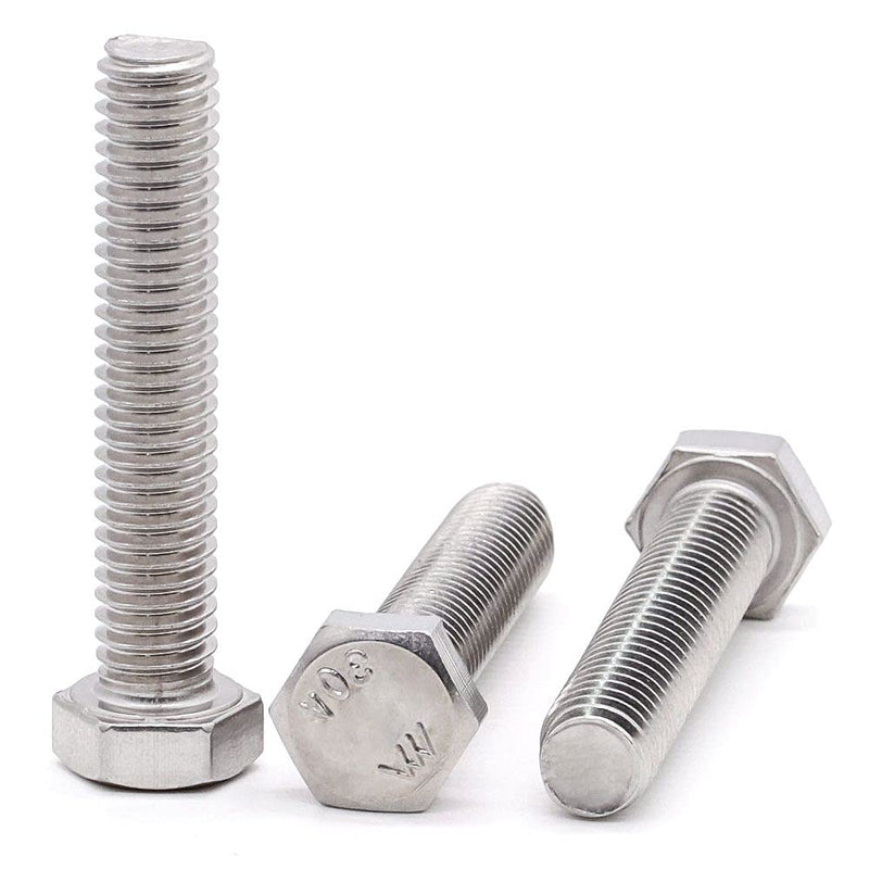 3/8-16 x 2-1/2" (8 pcs) Stainless Steel Hex Head Screws Bolts (3/8" to 6" Available), 18/8 Stainless Steel 304, Fully Threaded, Machine Coarse Thread, No Coating, Plain Finish 3/8-16 x 2-1/2" 8