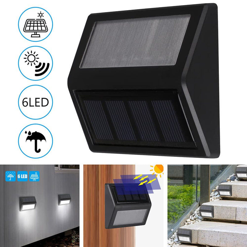 Solar Lights Outdoor, Waterproof Solar Powered Deck Step Lights for Patio Garden Backyard Garage Driveway Pathway Outside Wall Lighting (Cool White/8 Pack) 8-pack Cool White