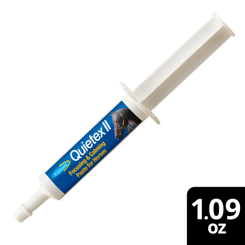 Farnam Quietex II Horse Calming Paste, 32.5 ml Syringe, Manage Nervous Behavior & Keep Horses Calm, Focused & Composed, 7 Stress-Relieving Ingredients, Calm Magnesium Supplement