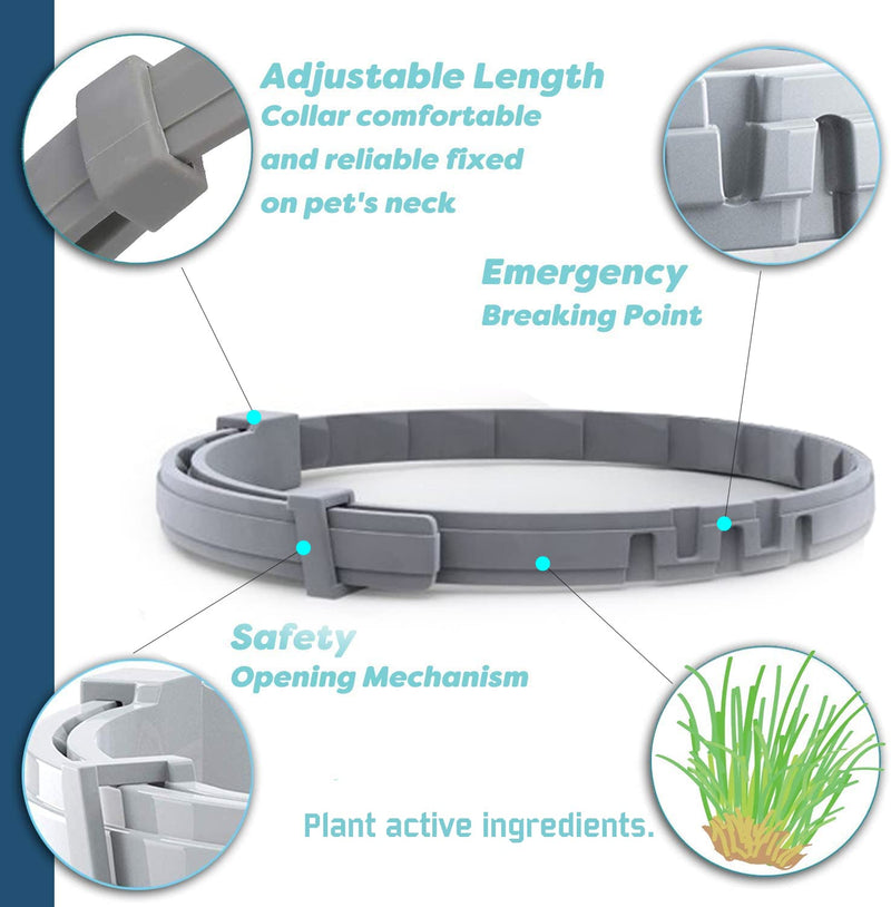 Flea and Tick Collar for Large Dog, Prevention and Control of Pests on Dogs, Safe Natural Ingredients Protection, Waterproof, Free Flea Drop and Comb, 27.5 inch, 2-Pack