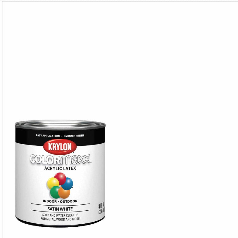 1/2 pt Krylon K05615007 White COLORmaxx Paint & Primer, Satin 8 Fl Oz (Pack of 1)
