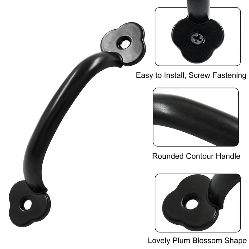 Bivethoi 12 Pcs Barn Door Handles, Metal Door Handle Black, Gate Pull Handle for Outdoor Garage Fence, Indoor Drawer Closet.