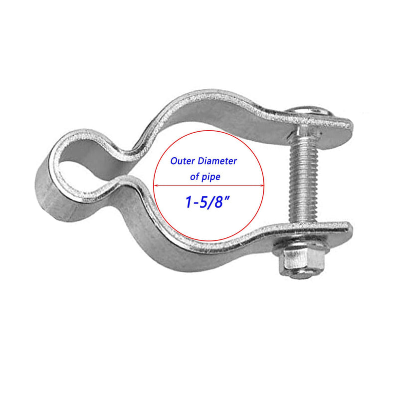2 Pack 1-5/8inch Chain Link Fence Frame Gate Post Hinge/Galvanized Steel Zinc Plated Pipe Gate Hinge for 1-5/8 Outside Diameter Post/Pipe, Nut/Bolt Included for Hinge 1-5/8 Inch