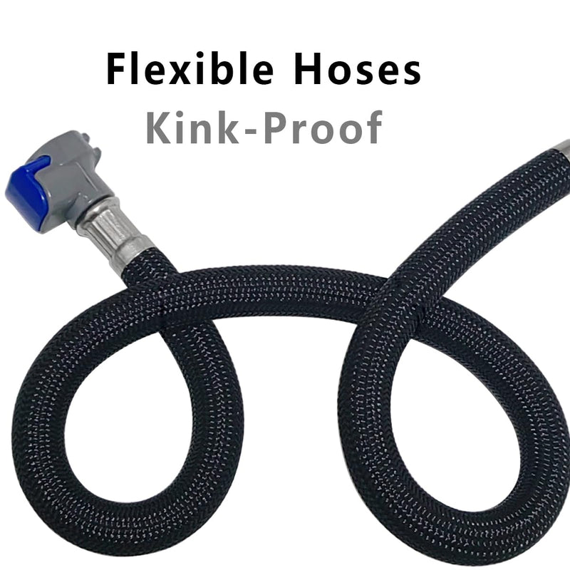 Quick Connect Faucet Water Supply Lines, 12 Inch Long, Widespread Bathroom Faucet Replacement Fast Lock Pipe Hoses, V-Shape, 1 Piece 11.8-Inches