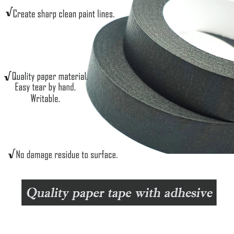 Black Painters Tape 1 inch Wide, Black Masking Tape 1 inch X 55 Yards 2 Rolls, 300FT Total, Black Tape for Arts DIY Crafts Painting Labeling Decoration School Projects Home Office 1 Inch X 55 Yards,2 Rolls