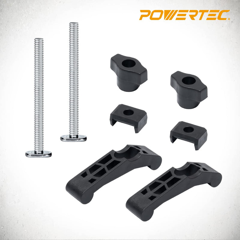 POWERTEC 8PK T-Track Hold Down Clamp with 3-1/2” T Track Bolts for CNC Machine, Table Saw Sled, Drill Press, Work Bench, T Track Accessories for woodworking (71661-P4) 3-3/4” HD Clamp, 8PK