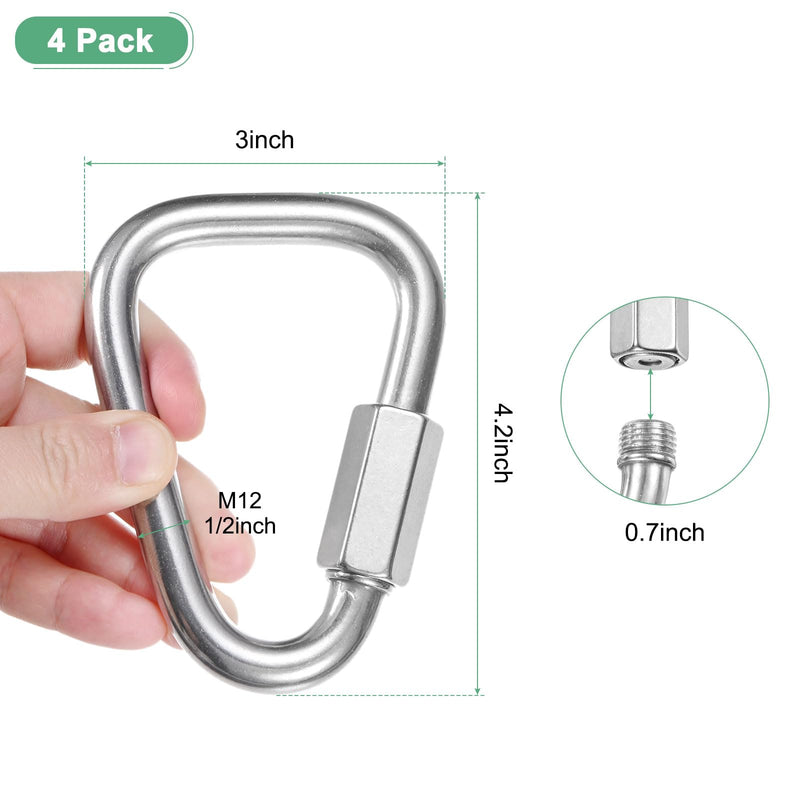 M METERXITY Quick Chain Link Connectors, Stainless Steel Locking Repair Chain Links for Swing/Camping/Hiking/Backpack M12（1/2"）
