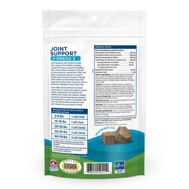 Nordic Naturals Pet Joint Support Soft Chews, 30 Count, & Omega-3 Fish Oil for Small Dogs and Cats, 8oz.
