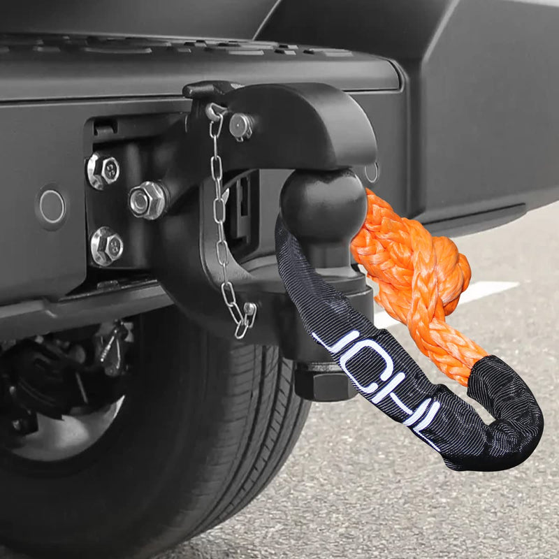 Soft Shackle Synthetic Road Recovery Rope 1/2' X 23 Inch 56000LBS Breaking Strength Tow Shackles for Sailing SUV Off Road Towing ATV Recovery 2 Pack
