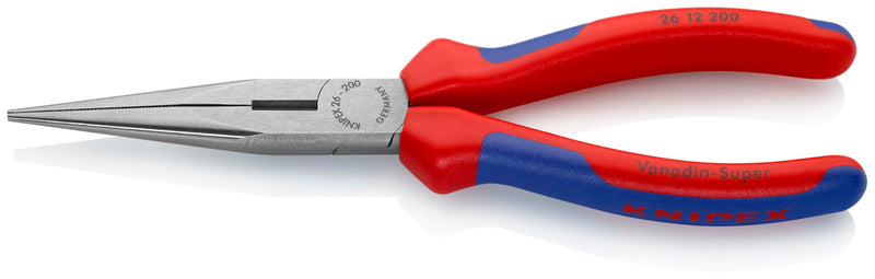 KNIPEX Tools - Long Nose Pliers With Cutter, Multi-Component (2612200), Multi-Colour, 8 inches Comfort Grip