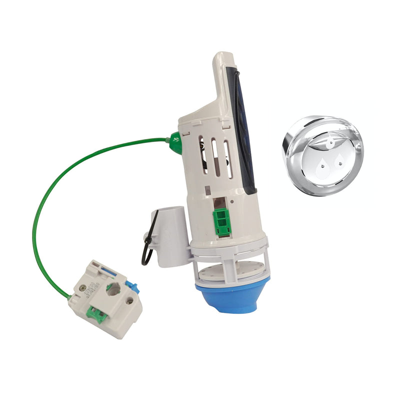 Danco HYR270 Hydroright Water-Saving Dual Flush Valve with Push-Button Handle, Plastic, Chrome Push Button 1.0