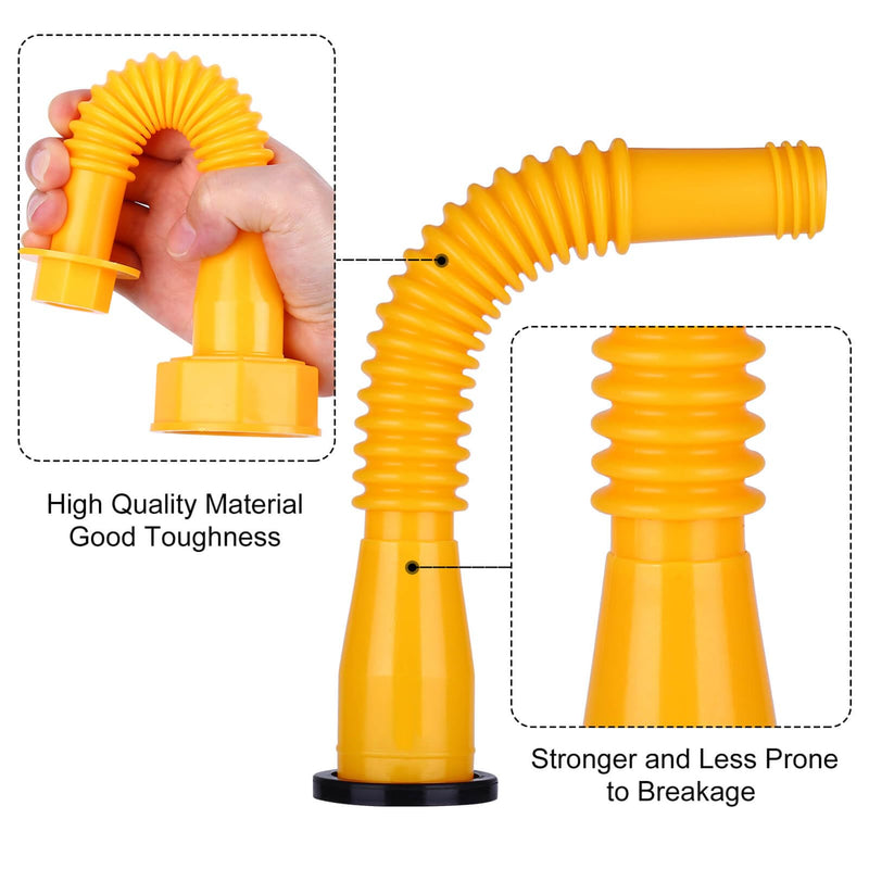 Gas Can Spout Replacement,Fuel Can Spout,Gas Tank Nozzle,Gas Can Nozzle,(3Kit-Yellow) with 3 Coarse Thread Caps & 3 Fine Thread Caps,Flexible Pour Nozzle Suitable,Built in Sealing Ring Prevent Leakage